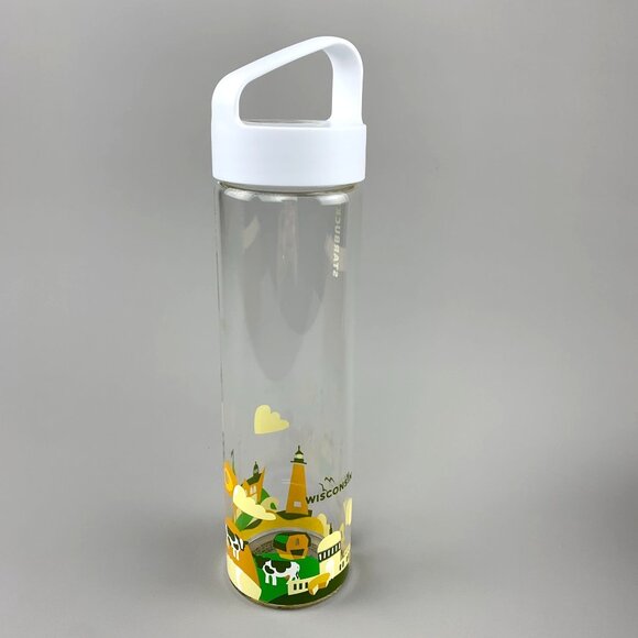 Starbucks You Are Here Collection Wisconsin Glass Water Bottle 18.5 Fl Oz  New - Picture 9 of 11